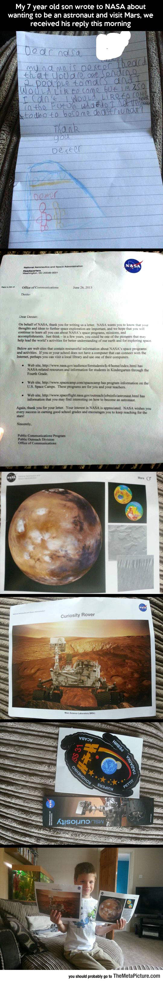 Little Boy Writes To NASA