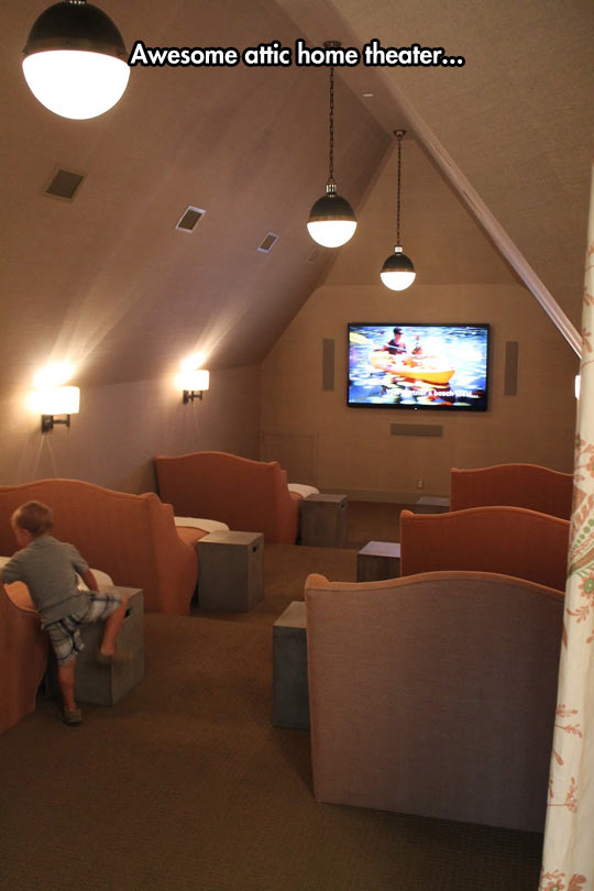 cool-attic-home-theater-couch-TV