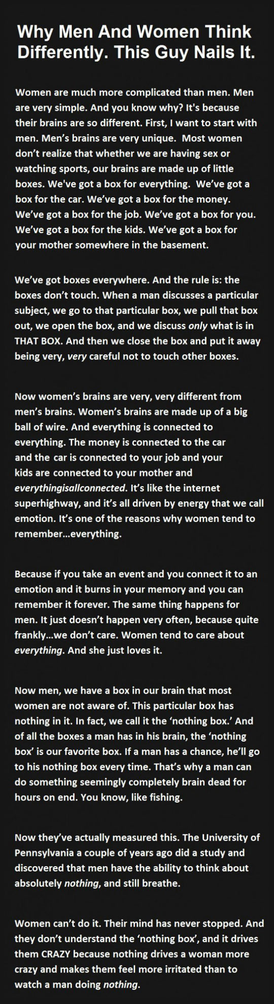 The Reason Men And Women Think Differently