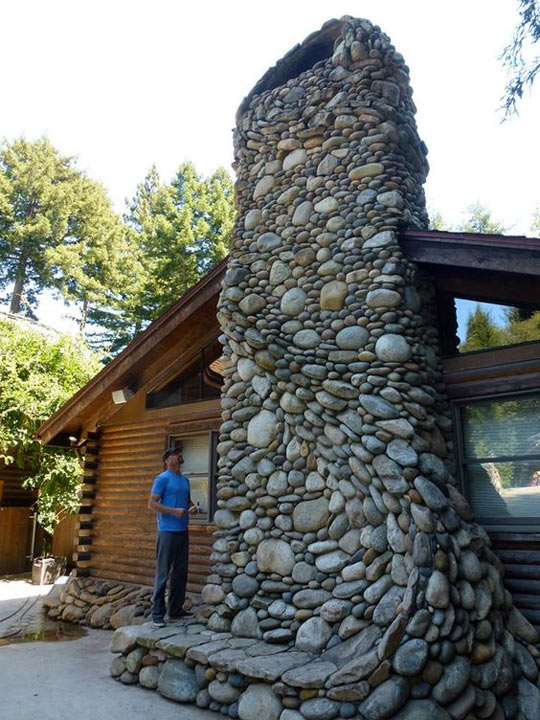 Epic River Rock Fireplace