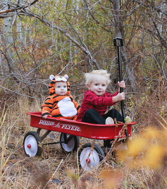 Little Calvin And Hobbes Out For A Ride