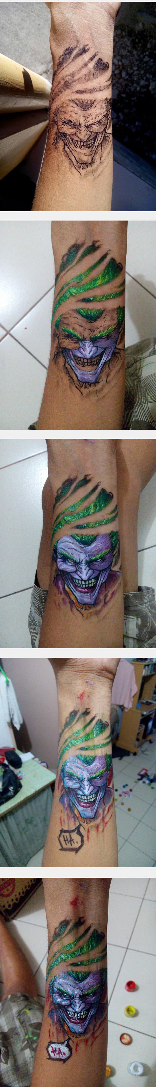 funny-Joker-tattoo-arm-face-smile-process