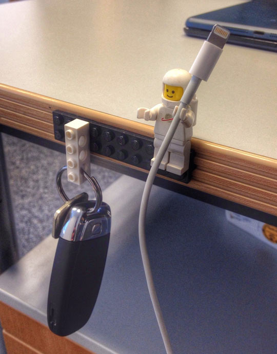 Clever LEGO Key And Cable Holder