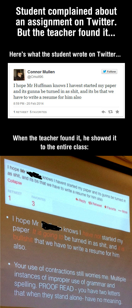Student Complains On Twitter, Teacher Puts Him In His Place