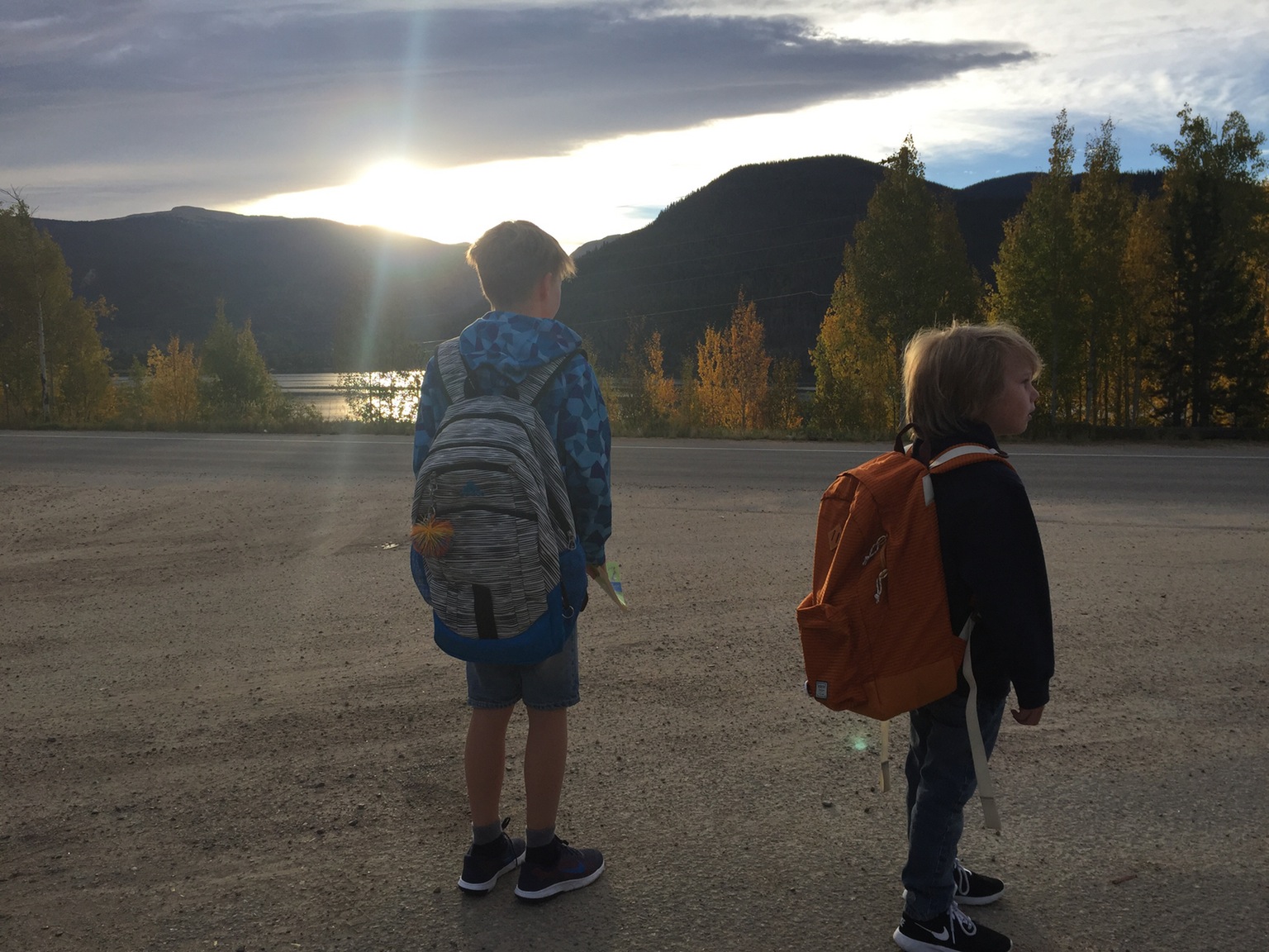 My children's school bus stop is pretty spectacular.