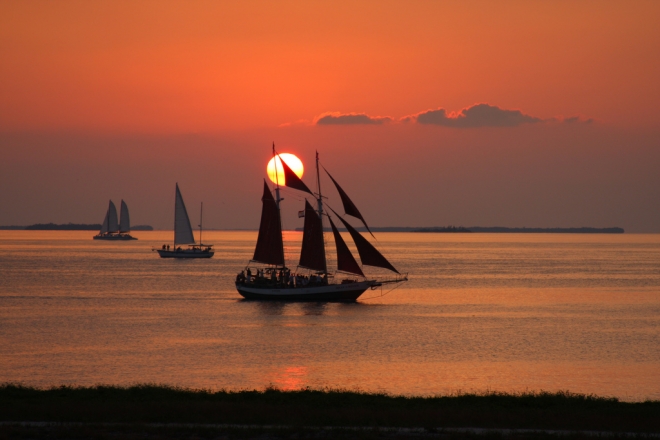 Sailboats Off Fort Zachary Taylor State Park Florida