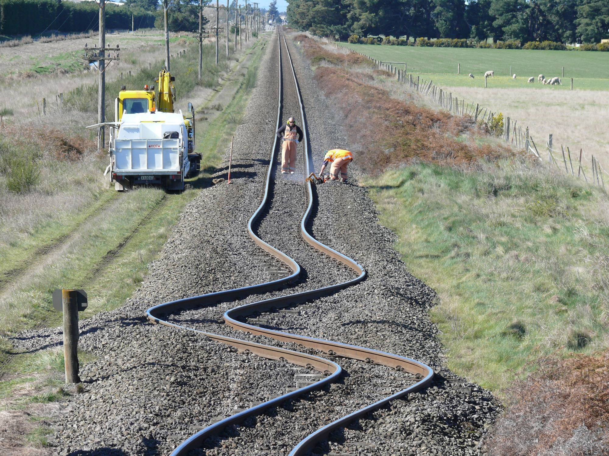 Bent Rail Tracks After A New Zealand Earthquake.