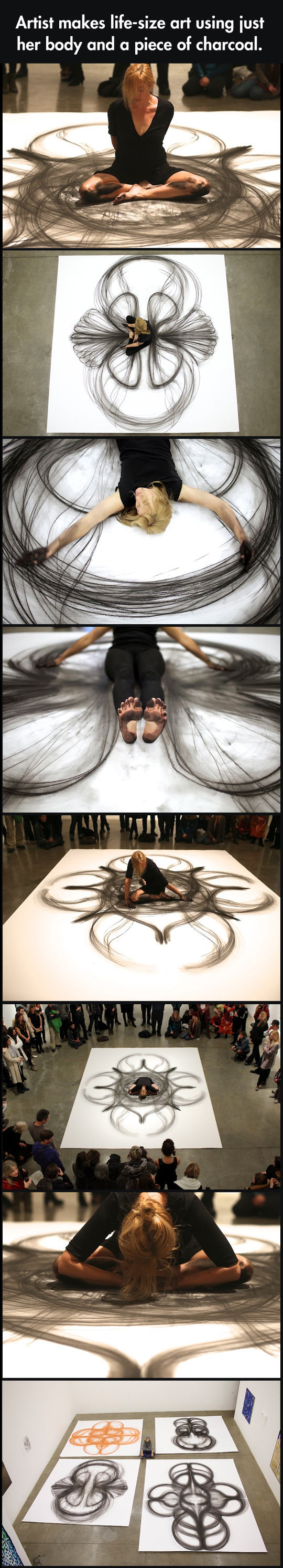 Using Her Body And A Piece Of Charcoal