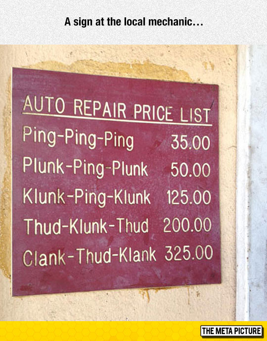Auto Repair Price List