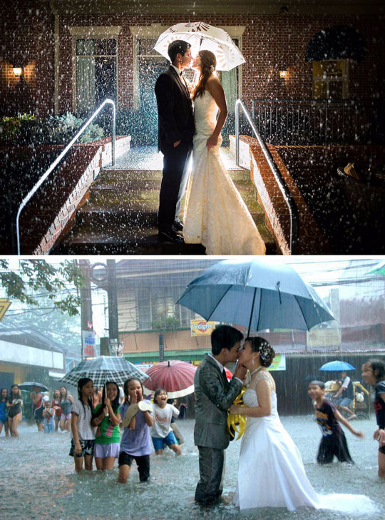 Wedding Under The Rain: Staged Vs. Real