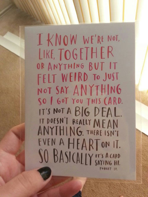 It’s just a card saying hi…