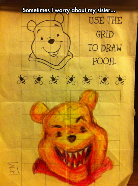 Drawing Pooh.