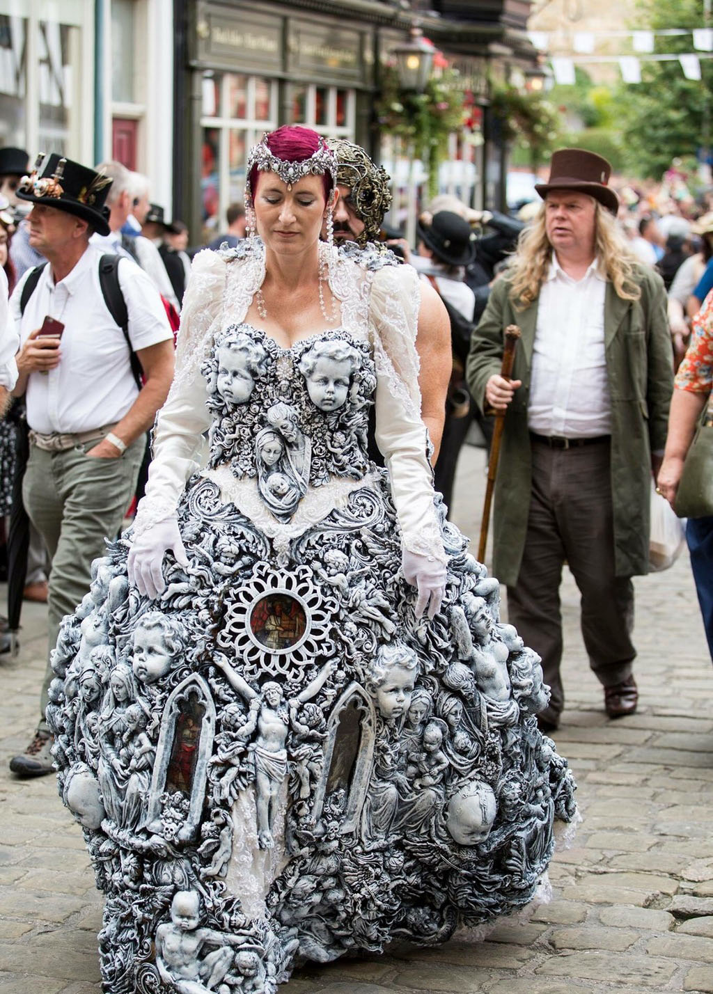 Woman’s dress at steampunk festival.