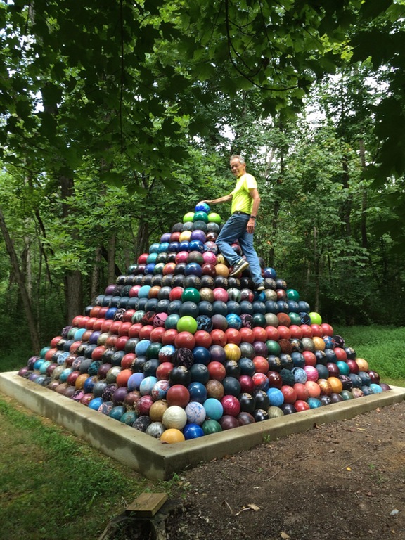 Built a giant Bowling Ball Pyramid.